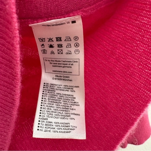 100% Cashmere Crew Neck Sweater Side Buttons Fuchsia Magenta Hot Pink Preppy XS - Picture 9 of 11